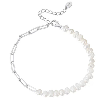 S925 Silver Baroque Pearl Chain Bracelet