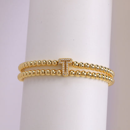 18K Bubble Letter Beaded Bracelet